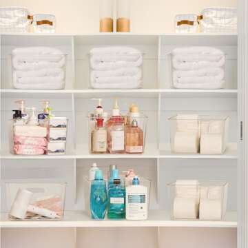 Vtopmart 4 Pack Clear Plastic Storage Bins for Organizing