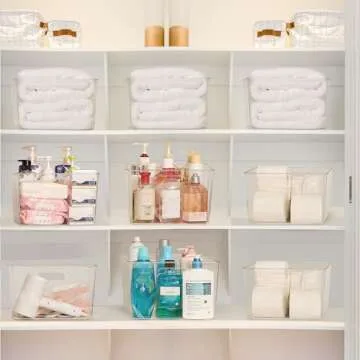 Vtopmart 4 Pack Clear Plastic Storage Bins for Organizing