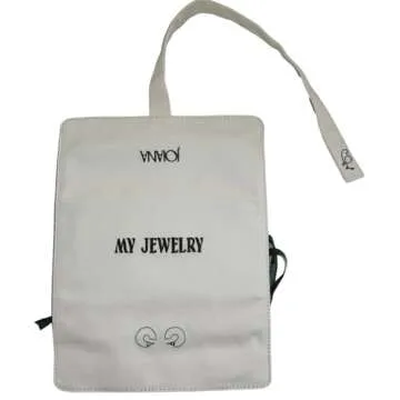 JOIANA | The Jewelry Travel Case | Travel Jewelry Roll | Canvas & Suede Embroidered with Gold Hardware | Case Organizer, Foldable for Earrings, Rings, Necklaces, Bracelets & more.