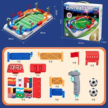Couomoxa Upgrade Mini Football Games with 4 Flipper Drive Simulate Mini Tabletop Soccer Sport Board Game Educational Interactive Play Toy Gift for Boys,Girls Ages 3+ Adults
