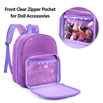 LoDrid Carrying Backpack Compatible with LOL Surprise Dolls All, Storage Case with 6 Clear Pockets for Dolls Organizer & Display, Purple, Bag Only (Patent Design)