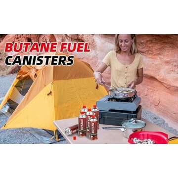 Pack of 4 Butane Fuel Cylinders| 8oz Butane Canisters for Portable Stove | Butane Torch Replacement ...