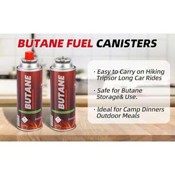 Pack of 4 Butane Fuel Cylinders| 8oz Butane Canisters for Portable Stove | Butane Torch Replacement Canisters