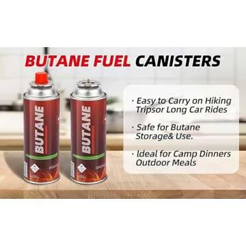 Pack of 4 Butane Fuel Cylinders| 8oz Butane Canisters for Portable Stove | Butane Torch Replacement Canisters