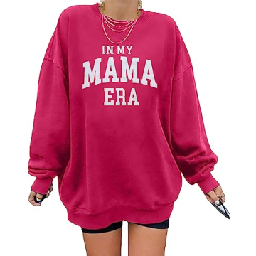 MYHALF Mama Sweatshirt Oversized Comfort Crewneck Pink