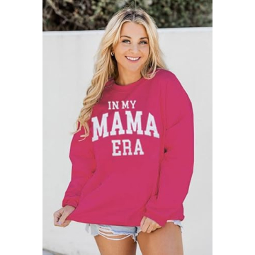 MYHALF Mama Sweatshirt Oversized Comfort Crewneck Pink