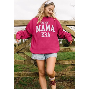 MYHALF Mama Sweatshirt Oversized Comfort Crewneck Pink