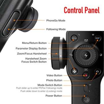 Zhiyun Smooth 4 3-Axis Gimbal Stabilizer for iPhone and Android Smartphone, w/Focus Zoom Wheel PhoneGo Mode Two-Way Charging New Smooth-Q/III