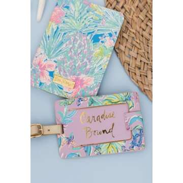 Lilly Pulitzer Vegan Leather Passport Holder, Cute Passport Cover, Travel Wallet with Credit Card Slots, Swizzle In