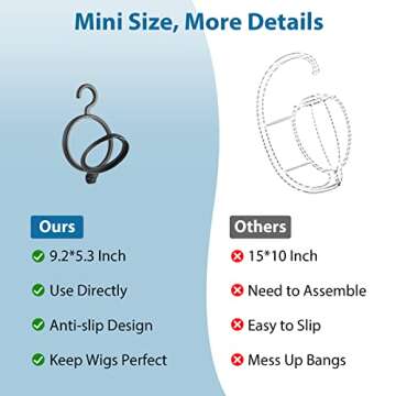 ORROENS Hanging Wig Stand, Premium Wig Hanger for Multiple Wigs for Display, Storage, Styling, Portable Wig Stands Keep the Wig in Shape & Perfect, 3 Pack