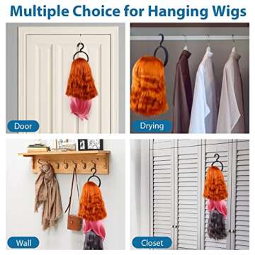ORROENS Hanging Wig Stand, Premium Wig Hanger for Multiple Wigs for Display, Storage, Styling, Portable Wig Stands Keep the Wig in Shape & Perfect, 3 Pack