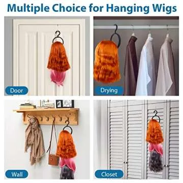 ORROENS Hanging Wig Stand, Premium Wig Hanger for Multiple Wigs for Display, Storage, Styling, Portable Wig Stands Keep the Wig in Shape & Perfect, 3 Pack