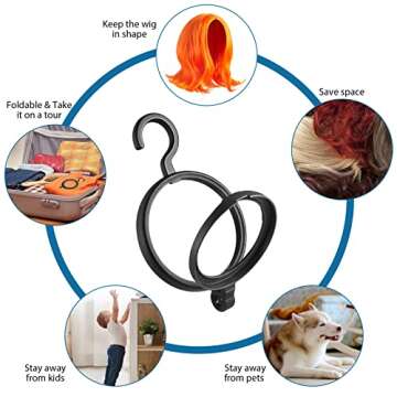 ORROENS Hanging Wig Stand, Premium Wig Hanger for Multiple Wigs for Display, Storage, Styling, Portable Wig Stands Keep the Wig in Shape & Perfect, 3 Pack