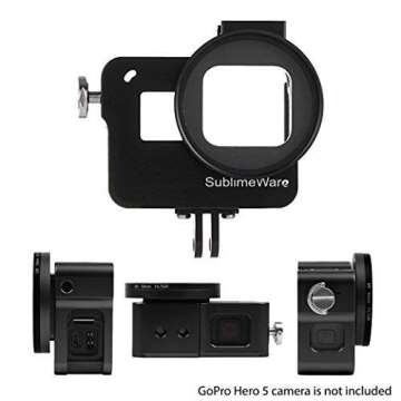 Aluminum Case Frame (Black) for GoPro Hero 7 Black Hero 6 Hero 5 with 52mm UV Filter Skeleton Housing with Microphone Mic Mount for Go Pro Hero7 Black Hero6 - Best Protection for GoPro by SublimeWare