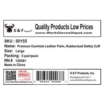 G & F Safety Cuff Work Gloves - Durable Comfort for All