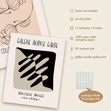 InSimSea Matisse Poster and Picasso Wall Art Exhibition Poster & Prints (UNFRAMED), Vintage Posters for Room Aesthetic, Abstract Wall Art for Living Room Set of 6 (11x14 in)