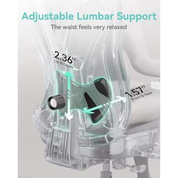 Hbada P5 Ergonomic Office Chair, Desk Chair with Adjustable Lumbar Support and Height, Comfortable Mesh Computer Chair with Footrest 2D Headrest, Swivel Tilt Function Black