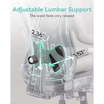 Hbada P5 Ergonomic Office Chair, Desk Chair with Adjustable Lumbar Support and Height, Comfortable Mesh Computer Chair with Footrest 2D Headrest, Swivel Tilt Function Black