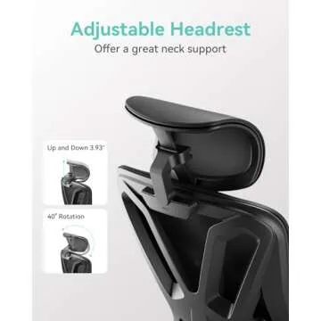 Hbada P5 Ergonomic Office Chair, Desk Chair with Adjustable Lumbar Support and Height, Comfortable Mesh Computer Chair with Footrest 2D Headrest, Swivel Tilt Function Black