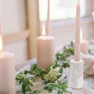 WORHE Candle Holders True Natural Marble, Set of 2 Decorative Premium Holders for Events