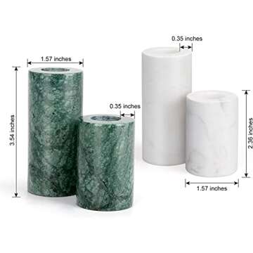 WORHE Natural Marble Candle Holders Set of 2 for Weddings