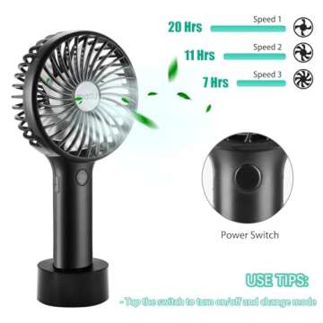 2-Pack Upgraded 5000mAh Portable Handheld Fan 3 Speed Mini USB Strong Wind 7-20 Hours Runtime Personal Electric for Travel Office Outdoor