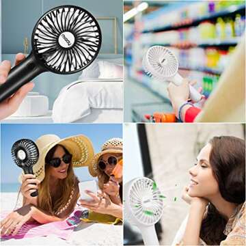 2-Pack Upgraded 5000mAh Portable Handheld Fan 3 Speed Mini USB Strong Wind 7-20 Hours Runtime Personal Electric for Travel Office Outdoor