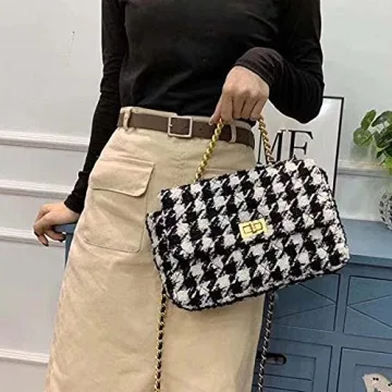Stylish BERTY·PUYI Houndstooth Ladies Bag - Versatile Handbag