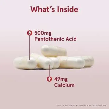 Jarrow Formulas Pantothenic Acid B5 500 mg, Dietary Supplement, Vitamin B5 for Adrenal Hormone Support and Cellular Energy Metabolism, 100 Veggie Capsules, 100 Day Supply