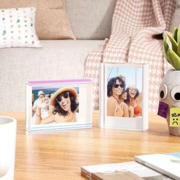 WINKINE Polaroid Frame, Instax Mini Film Frame, 2x3 Polaroid Picture Frame for Fujifilm Instax Film & Polaroid Film,Freestanding Sliding Acrylic Photo Frames for Desktop Tabletop,Mini Frame for Photos