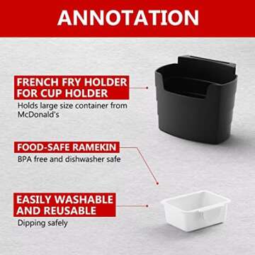 SUADEN French Fry Holder and Sauce Holder for Car | Perfect for On-the-Go Snacking | Ideal White Elephant Gift, Stocking Stuffier, or Holiday Present