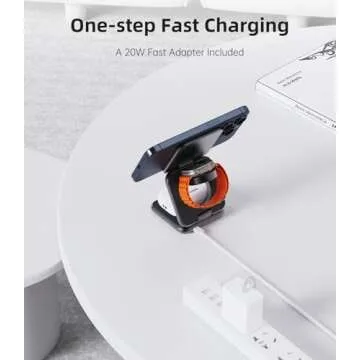 Foldable Magnetic Wireless Charger, KU XIU X40 Aluminum Alloy 3 in 1 Charging Station for Apple, Fast Mag-Safe Charger Stand for iPhone 16 15 14 13 12 Series, 5W for iWatch, AirPods 3/2/Pro, Gray