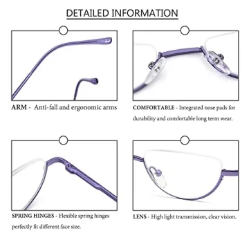 Retro Half Frame Reading Glasses - Stylish 2 Pack Set