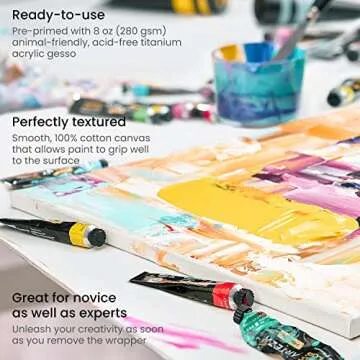 ARTEZA Stretched Canvas for Oil Acrylic Gouache Paints 12x12