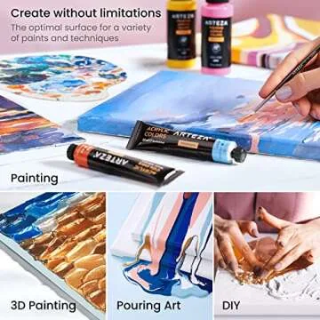 ARTEZA Stretched Canvas for Oil Acrylic Gouache Paints 12x12