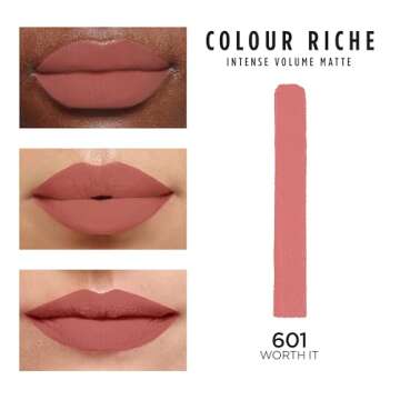 L’Oréal Paris Colour Riche Intense Volume Matte Lipstick, Lip Makeup Infused with Hyaluronic Acid for up to 16HR Wear, Worth It, 0.06 Oz