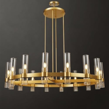 Stylish 48" Gold Wagon Wheel Chandelier Fixture