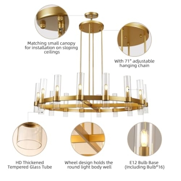 Stylish 48" Gold Wagon Wheel Chandelier Fixture