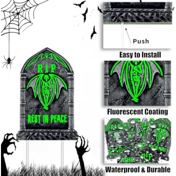 Glowing Halloween Tombstones for Outdoor Decor - 6 Pcs