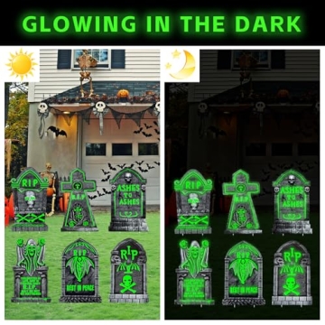 Glowing Halloween Tombstones for Outdoor Decor - 6 Pcs