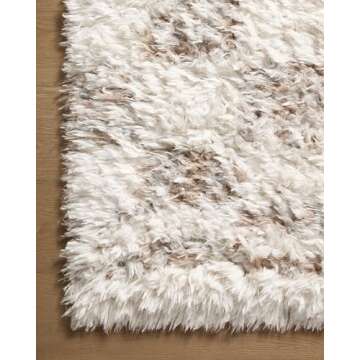 Loloi Angela Rose Amira Collection, Ivory & Pebble, 7'-10" x 10' Area Rug – Extra Plush Moroccan Rugs for Living Room Bedroom Entryway & Hallway No Shed High Traffic Area Home Decor Rug