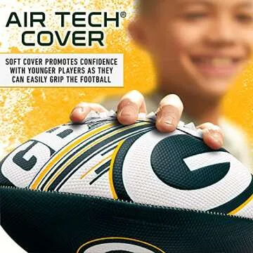 Franklin Sports NFL Green Bay Packers Football - Youth Mini Football - 8.5" Junior Size Ball - SPACELACE Easy Grip Texture- Perfect for Kids