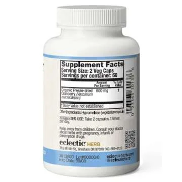 Eclectic Institute Whole Organic U.S.-Grown Freeze-Dried Cranberry Supplement | 120 CT