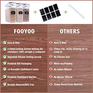 FOOYOO Cereal Storage Containers Set - Airtight & Durable