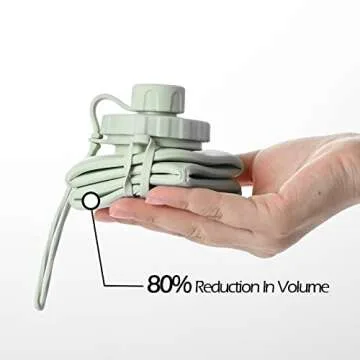 1st Heaven Collapsible Water Bottle, Silicone Foldable Water Bottles For Travel, Easy-To-Carry Design And Compact Size, BPA Free, 20 oz (Green)