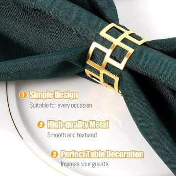 Gold Napkin Rings for Elegant Dining Table Settings
