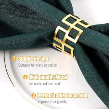 Gold Napkin Rings for Elegant Dining Table Settings