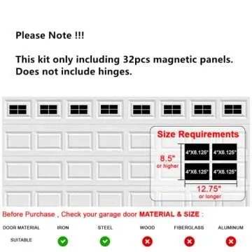 2 Car Garage Kits - 32 Pcs Household Easy Installation Magnetic Windows Panels for Car Garage Door P...