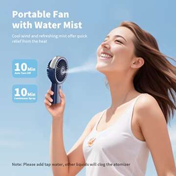 Otlonpe Misting Fan Portable Fan with Mist, 4000 mAh Rechargeable Handheld Fan Battery Operated Wate...