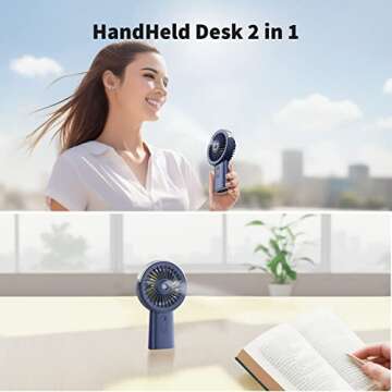 Otlonpe Misting Fan Portable Fan with Mist, 4000 mAh Rechargeable Handheld Fan Battery Operated Water Spray Mister Fan, Small Personal Hand Held Fan Power Bank for Travel Men Women, Dark Blue